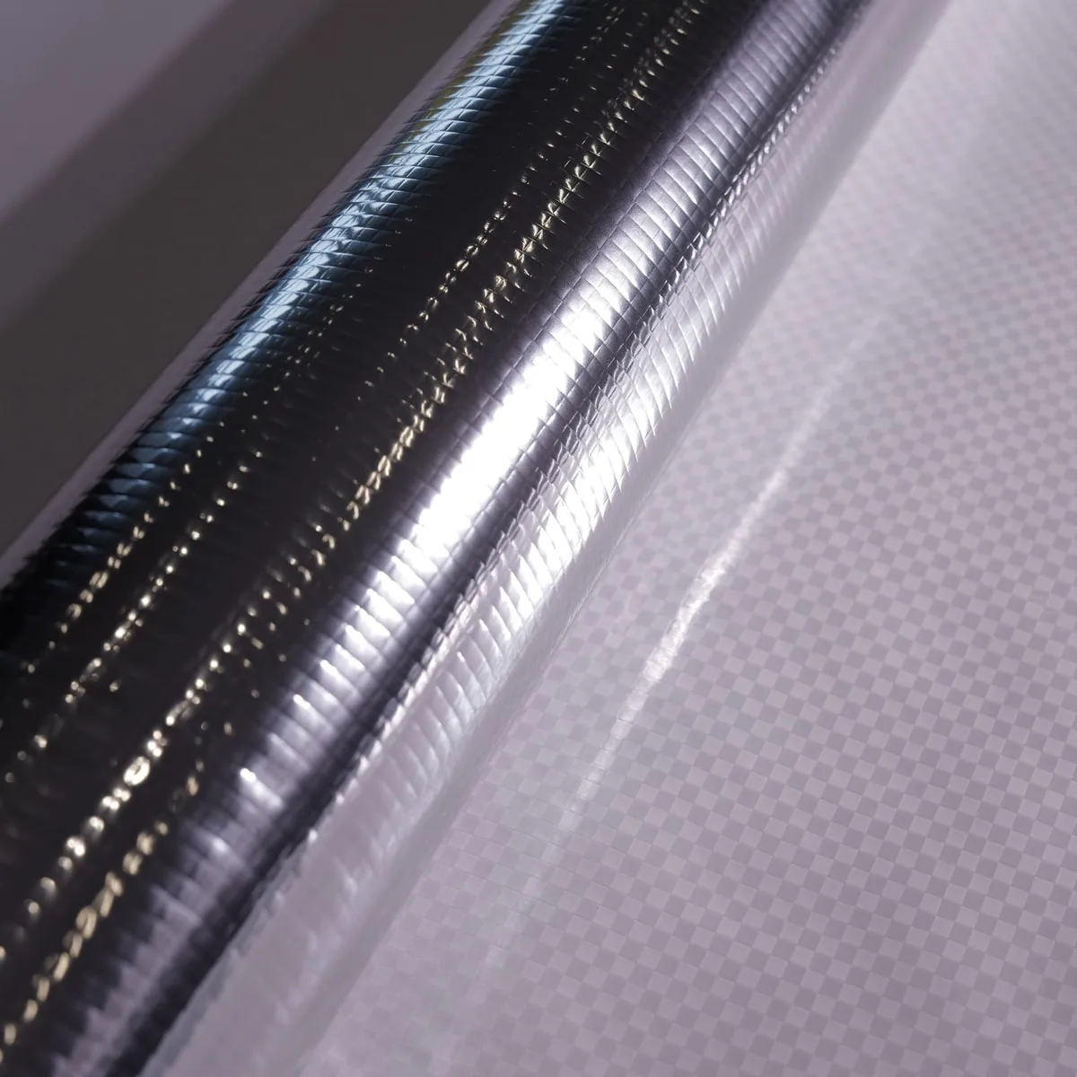 Small Grid Reflective Laminate, Silver-White / Dark Back
