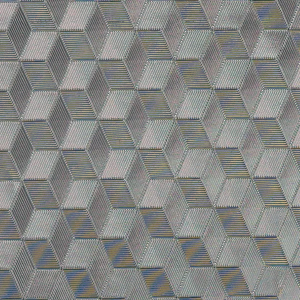 Cube and isometric pattern on reflective film, macro photograph of sample B0001408