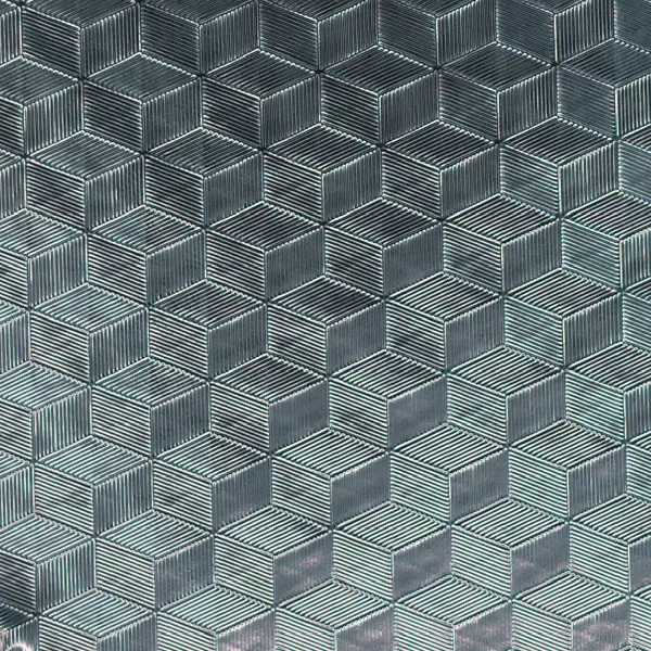 Cube and isometric pattern on reflective film, macro photograph of sample B0001417