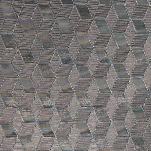 Cube and isometric pattern on reflective film, macro photograph of sample B0001448