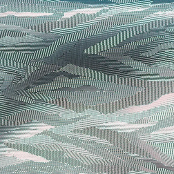 Iridescent and holographic pattern on reflective film, macro photograph of sample B0001477