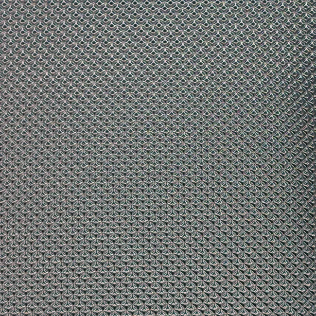 Grid and woven pattern on reflective film, macro photograph of sample B0001461
